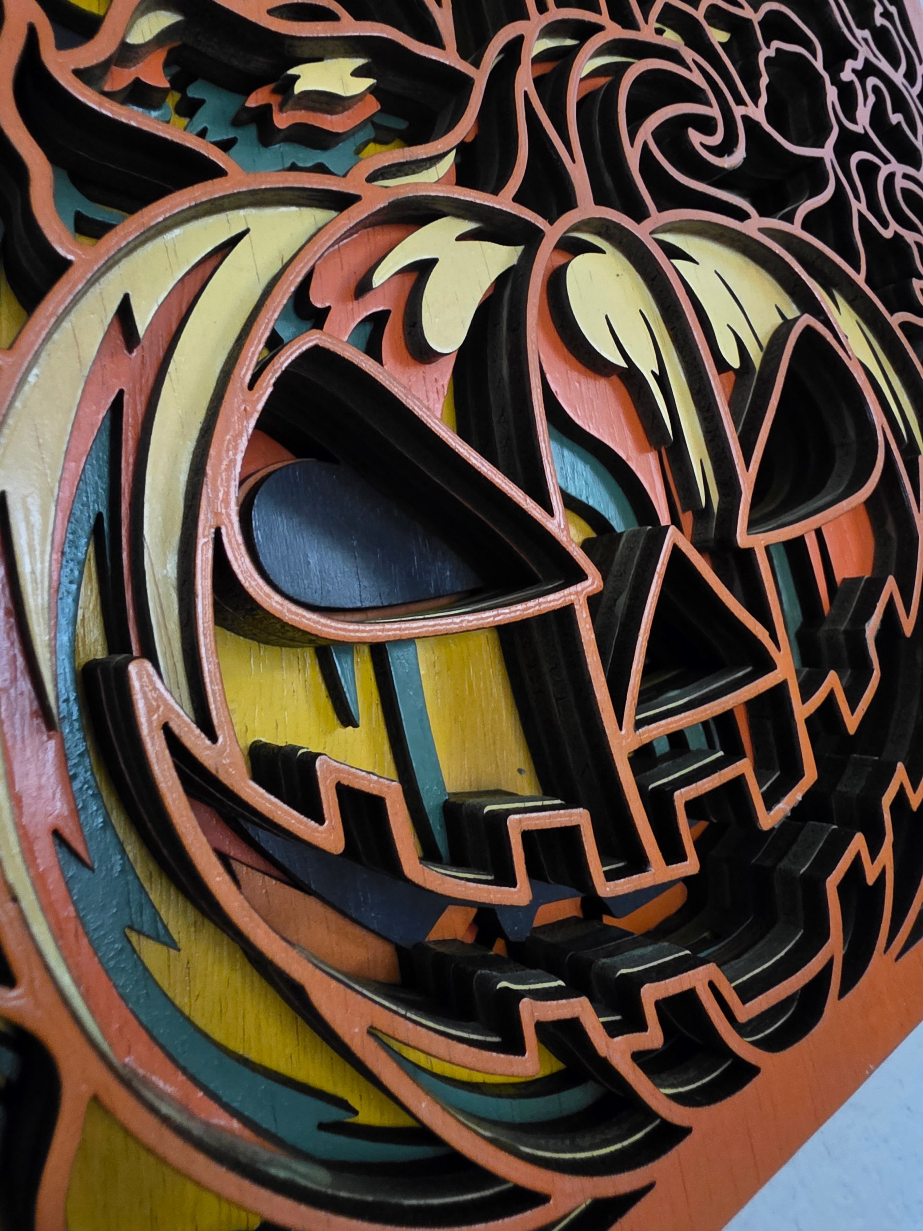 Haunted House Jack-O'-Lantern Framed Layered Wood Wall Art – Halloween Décor