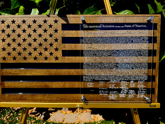 24" Laser-Engraved Birch USA with Black Epoxy Inlay & Declaration of Independence on Acrylic