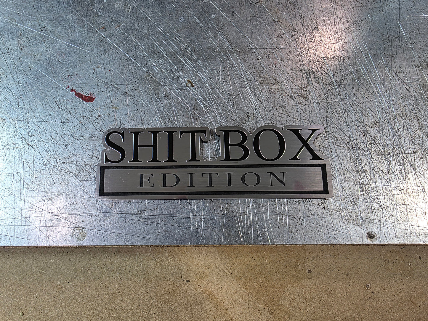 Shitbox Edition Car Emblem – UV-Resistant Acrylic Vehicle Badge | 5″, 6″, 7″ | 3M VHB Adhesive | Lifetime Warranty