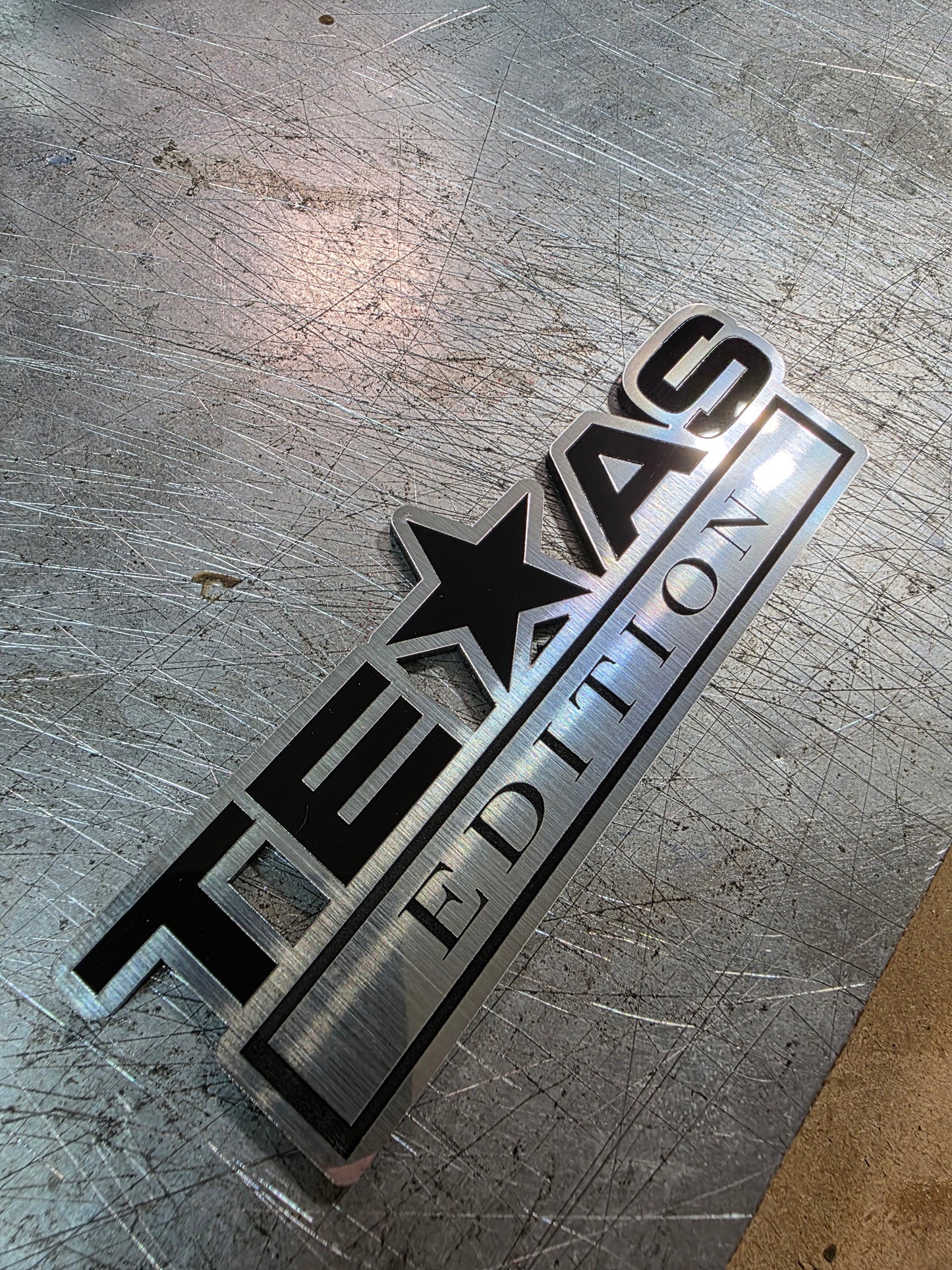 Texas Edition Car Emblem Badge – Custom Star Color | UV-Resistant Acrylic | 5″, 6″, 7″ | 3M VHB Adhesive | Lifetime Warranty