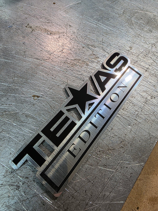 Texas Edition Car Emblem Badge – Custom Star Color | UV-Resistant Acrylic | 5″, 6″, 7″ | 3M VHB Adhesive | Lifetime Warranty