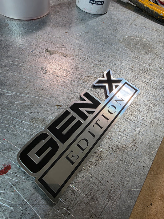 Gen X Edition Car Emblem Badge – Custom X Color | UV-Resistant Acrylic | 5″ 6″ 7″ | 3M VHB Adhesive | Lifetime Warranty