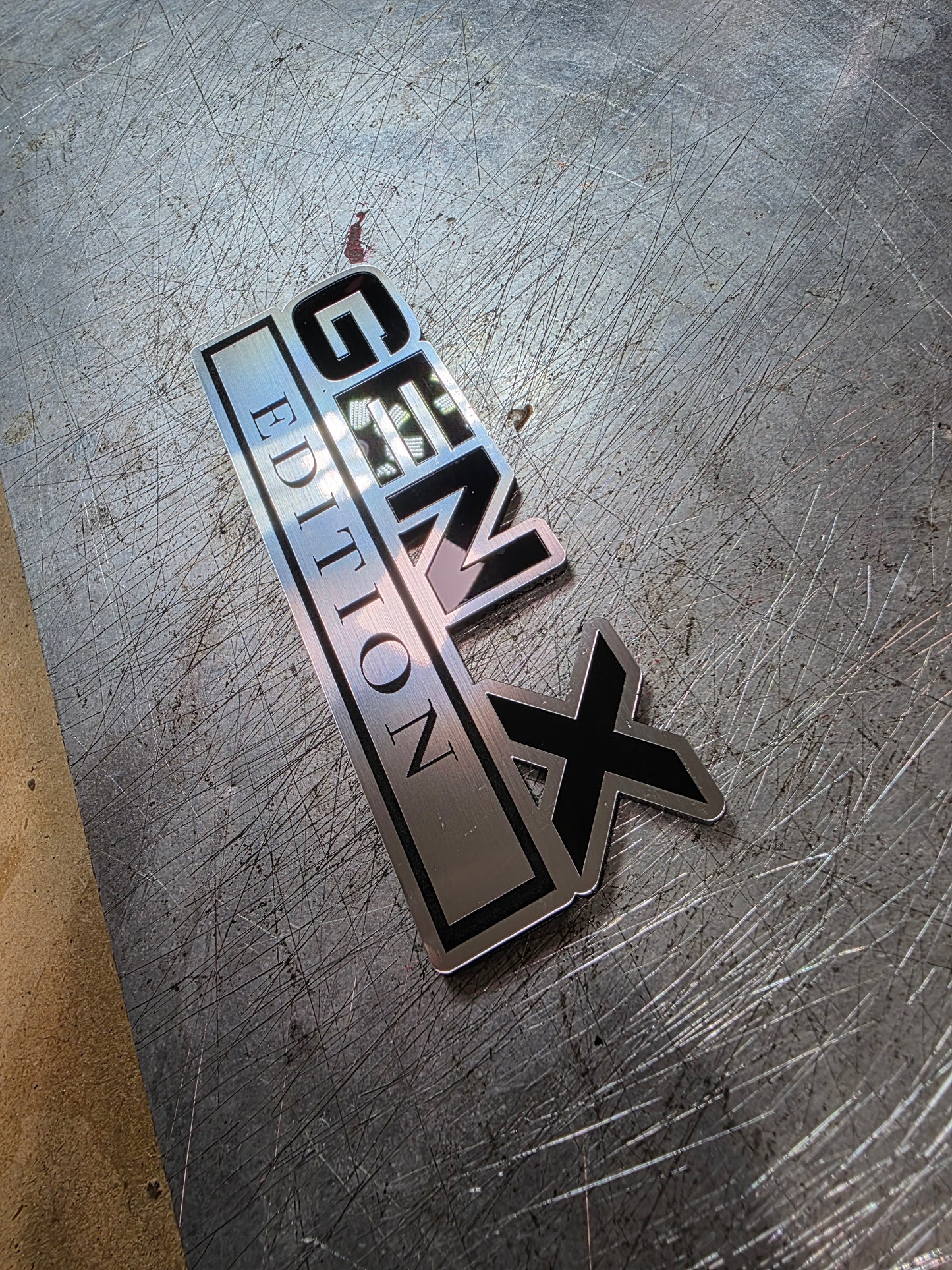 Gen X Edition Car Emblem Badge – Custom X Color | UV-Resistant Acrylic | 5″ 6″ 7″ | 3M VHB Adhesive | Lifetime Warranty
