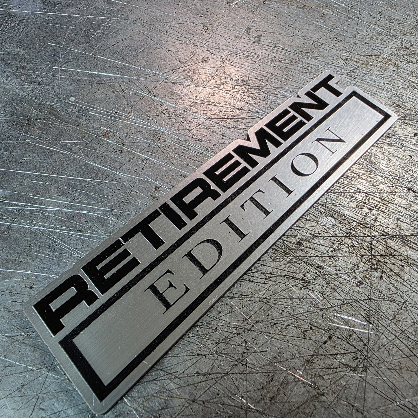 Retirement Edition Vehicle Emblem – UV Resistant Cast Acrylic (5", 6", 7") | 1/8" Thick | w/ 3M VHB & Lifetime Warranty