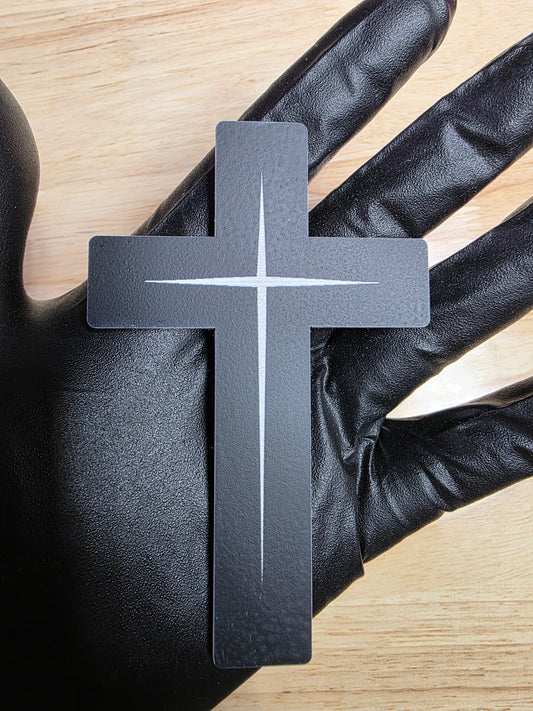 ✝️ 4" Cross Emblem – Black & White | 3M VHB Backed