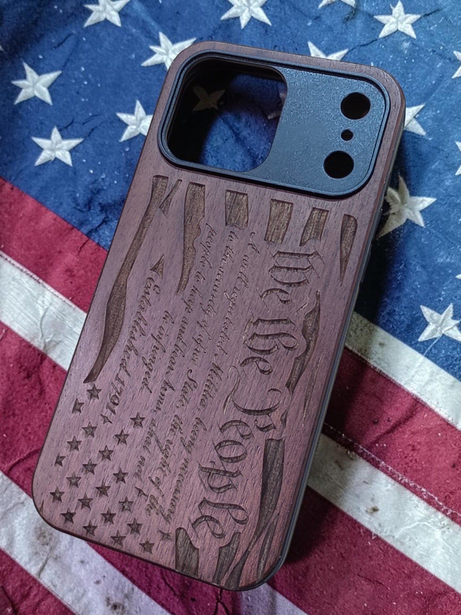 We the People Walnut Veneer Phone Case – American Constitution Design | iPhone 17 Pro & 17 Pro Max