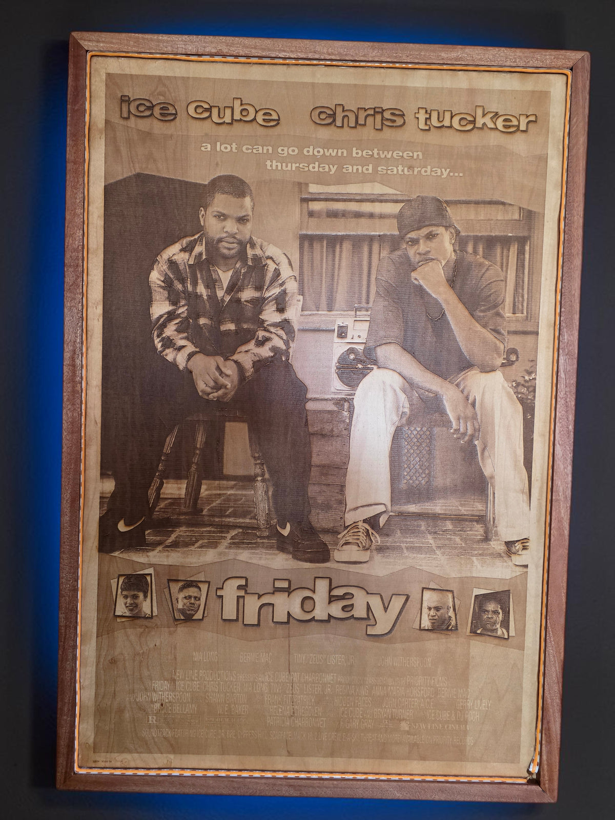 Friday Movie Poster LED Wall Art | Backlit Wood Sign with RGB Frame | 30x20 Illuminated Classic Comedy Decor
