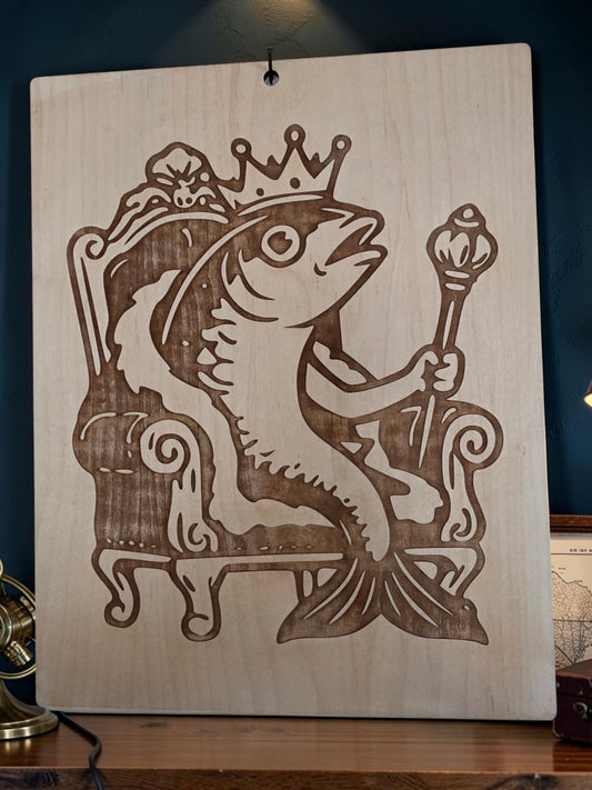King of the Lake Fish – 11" x 17" Engraved Maple Wall Art