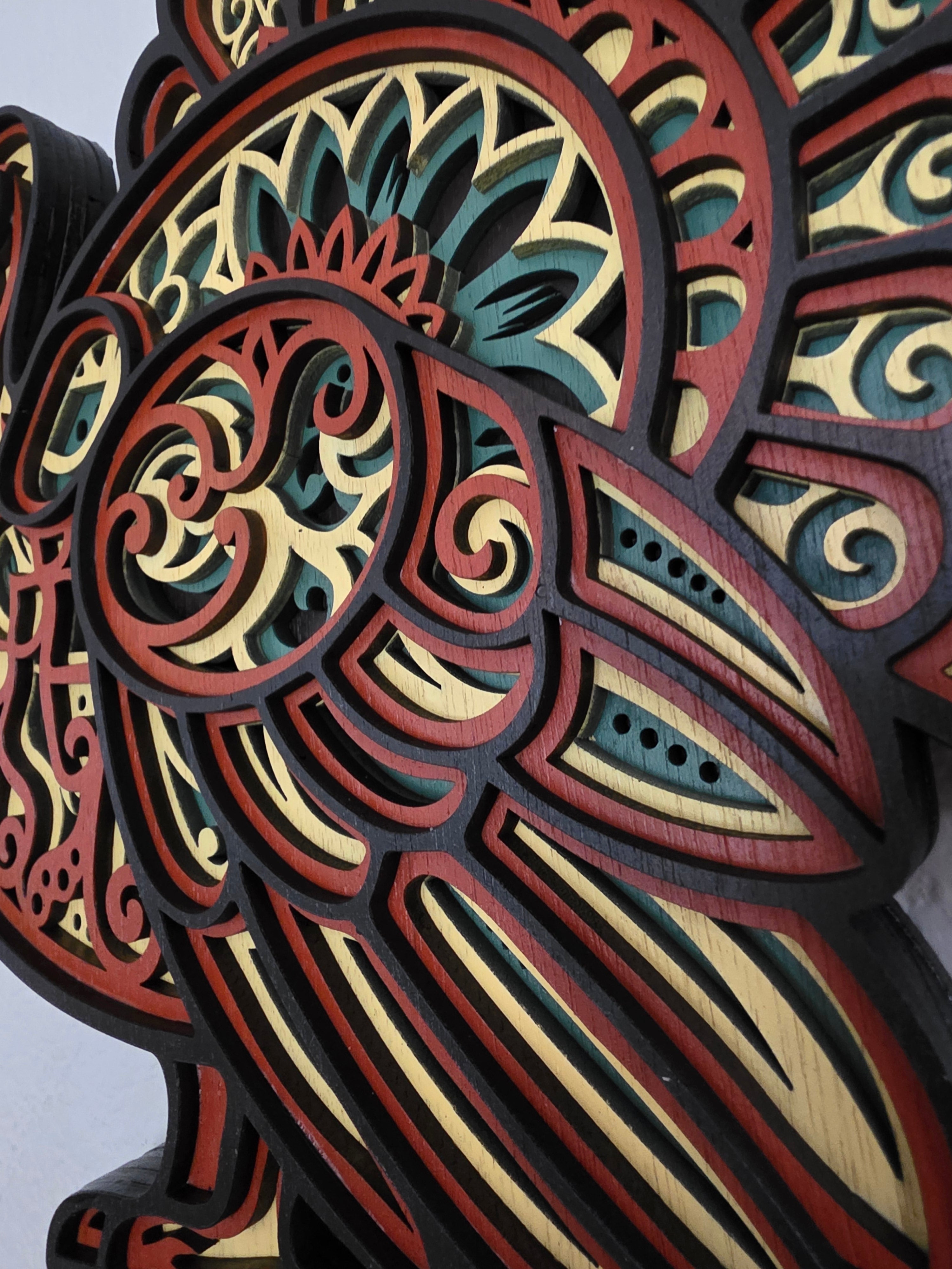 Mandala Turkey Wood Wall Art – Layered Thanksgiving Decor