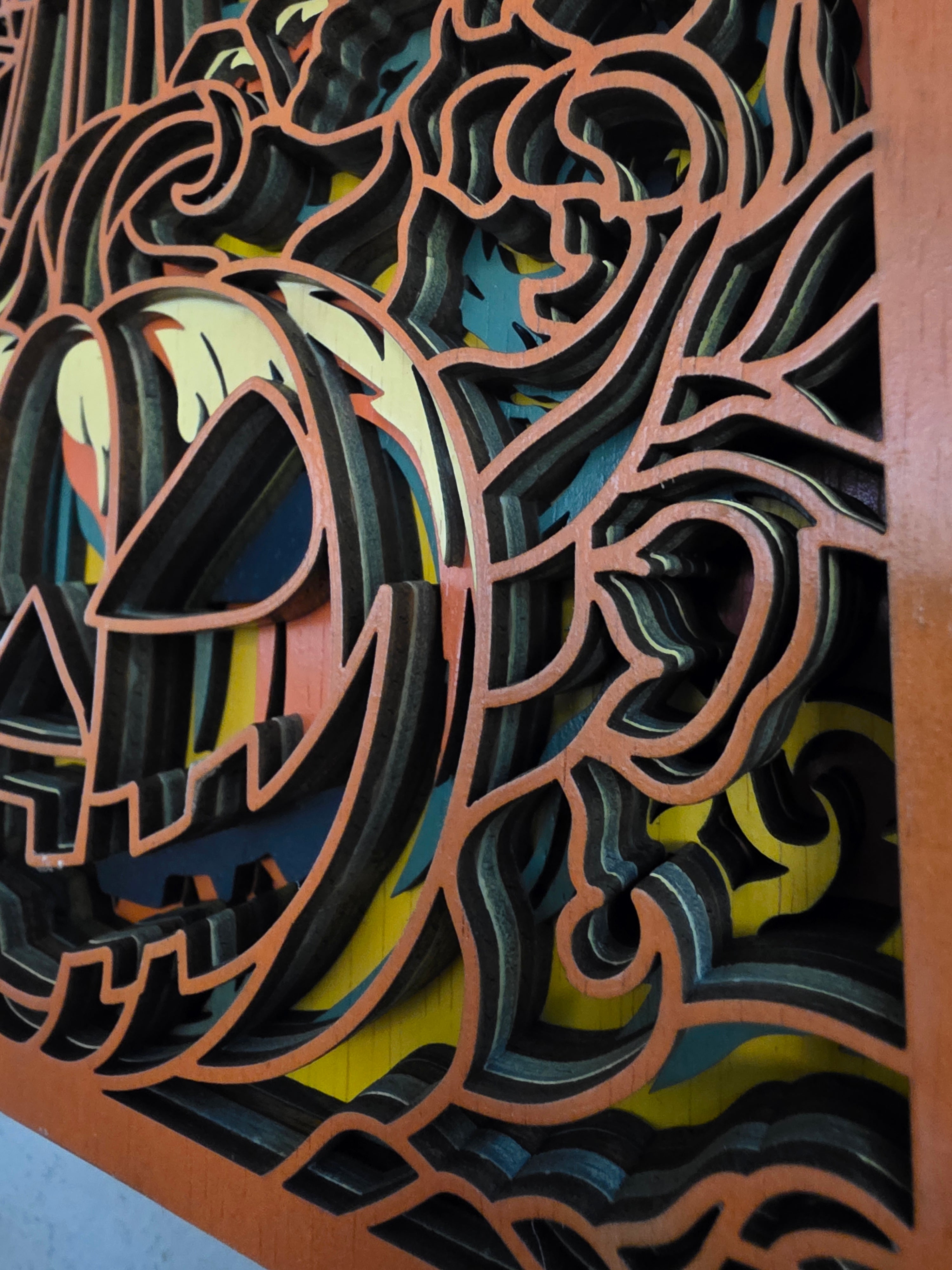 Haunted House Jack-O'-Lantern Framed Layered Wood Wall Art – Halloween Décor