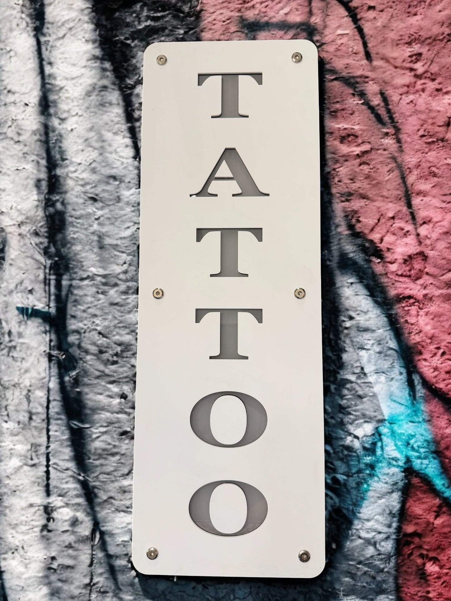 LED Lit Tattoo Sign — 24" x 8" USB Powered | Warm or RGB Lighting | Matte Black, Matte White, Glossy Red, Glossy Blue