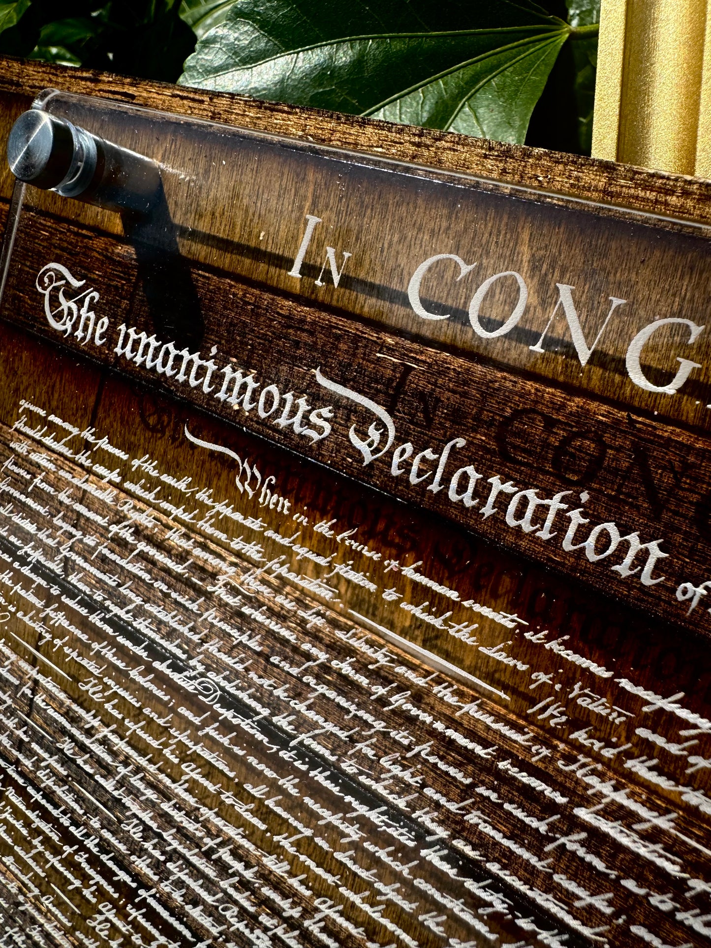 24" Laser-Engraved Birch USA with the Declaration of Independence on 1/4" Acrylic Stand-Off