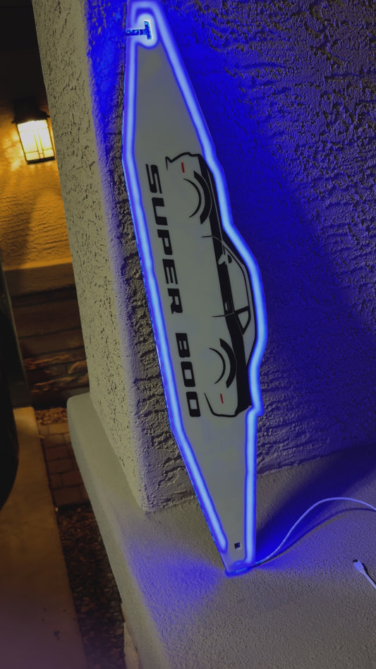 LED Edge Lit Dodge Challenger Silhouette Hood Prop w/ Custom Text / Custom Silhouette Color // RGB LED Lighting w/ Remote and App/Bluetooth Functionality